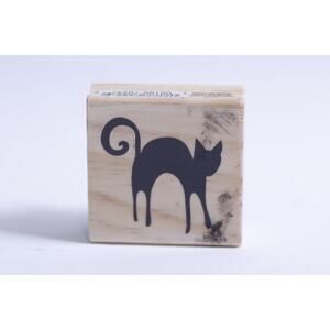 Black Cat with Arched Back, Message Stamp, Halloween, Animal Silhouette